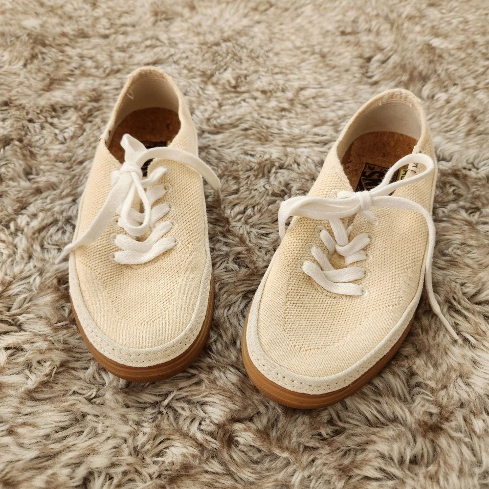 Vans Circle Vee‎ Unisex Ecocush Foot bed Sustainable Sneakers Beige Cotton Blend